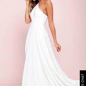 White Maxi Dress with Lace Detail